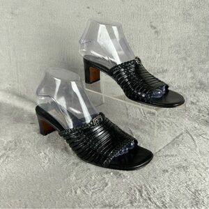 Brighton Freddi Sandals Womens Shoes 8 M Black Braided Leather Croc Embossed